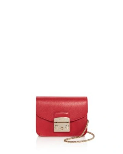 Furla Mini Metropolis Leather Crossbody Bag - Red In Ruby Red/gold
