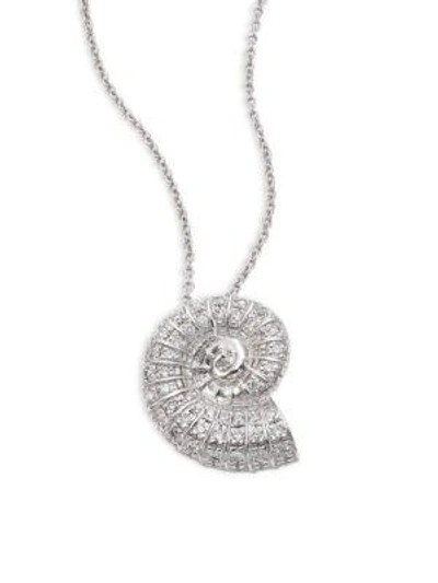 Shop Roberto Coin Seashell Diamond & 18k White Gold Pendant Necklace