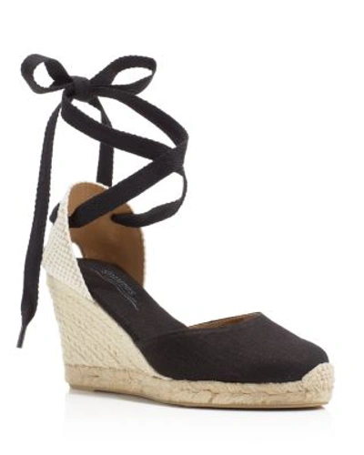 Shop Soludos Tall Lace Up Espadrille Wedge Sandals In Black