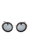 Miu Miu Combo Round Sunglasses, 49mm In Gold/black/light Gray Solid