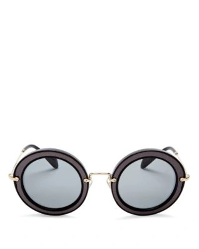Miu Miu Combo Round Sunglasses, 49mm In Gold/black/light Gray Solid