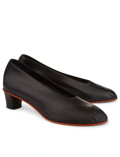 Martiniano Black Leather High Glove Pumps