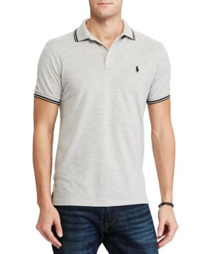 Shop Polo Ralph Lauren Slim Fit Mesh Polo Shirt In Spring Heather Gray