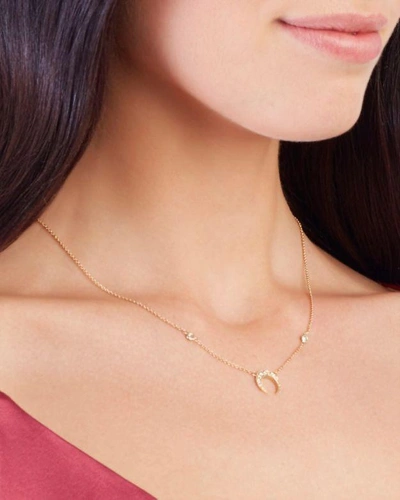 Shop Jacquie Aiche Diamond Crescent Moon Necklace In Gold