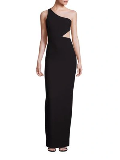 Shop Cinq À Sept Leonella One-shoulder Cutout Gown In Black