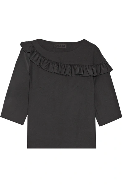 Paskal Ruffle-trimmed Stretch Wool-blend Crepe Top