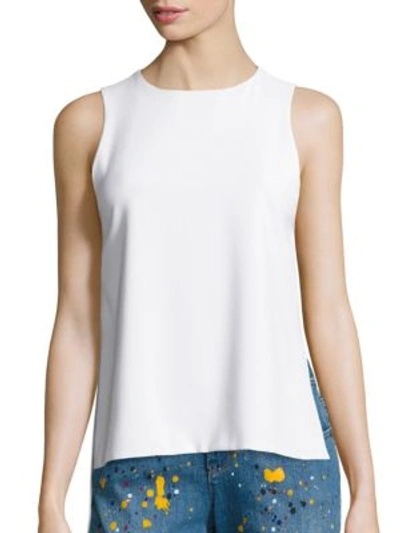 Alice And Olivia Gayle Clean High-side Slit Tank, White