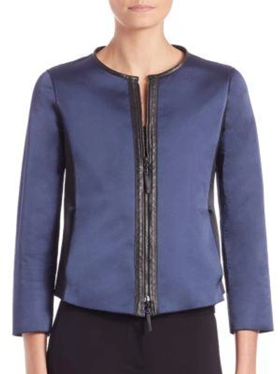 Giorgio Armani Reversible Leather Jacket In Blue