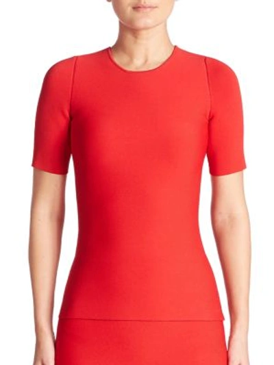 Shop Alexander Wang Short Sleeve Lace-up Pullover In Vermillion