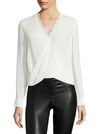 Shop L Agence Rosario Lace Trimmed Silk Top In Ivory