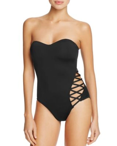 Kenneth Cole Asymmetric Strap One Piece Swimsuit In Black