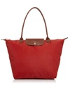Longchamp Le Pliage Large Nylon Shoulder Tote In Burnt Red/gold
