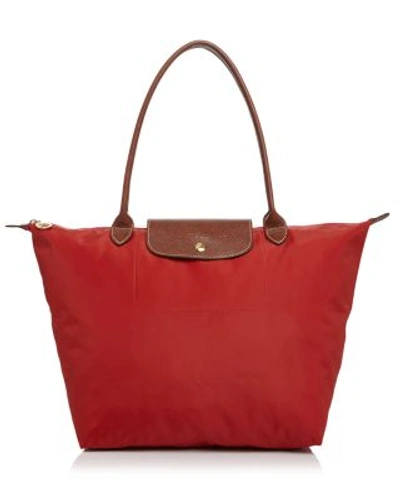 Longchamp Le Pliage Large Nylon Shoulder Tote In Burnt Red/gold
