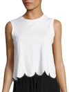 RED VALENTINO Scalloped Cotton Tank Top