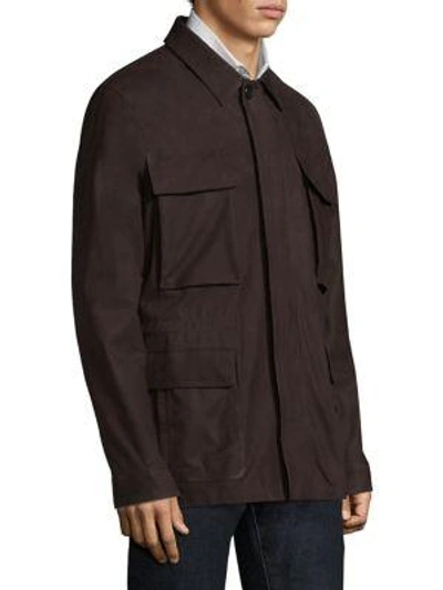 Shop Corneliani Leather Coat In Brown