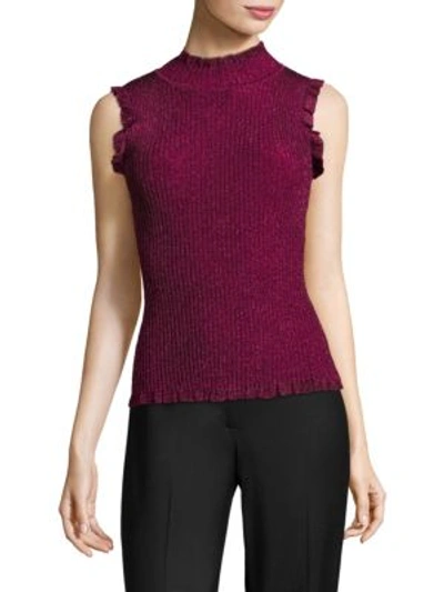 Shop Milly Italian Stardust Sleeveless Sweater In Fuchsia