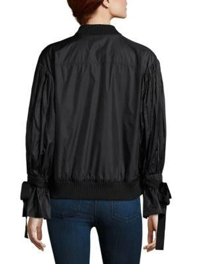Shop Clu Bomber Pleated Jacket In Black