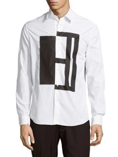 Mcq By Alexander Mcqueen Signature Casual Button Down Cotton Shirt In Optic White