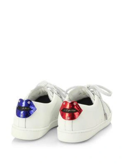 Shop Saint Laurent Women's Court Classic Leather Sneakers In White-blue