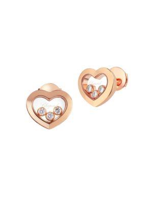 Chopard Happy Diamonds Heart 18k Rose Gold Stud Earrings Modesens