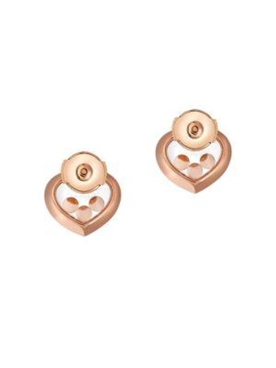 Shop Chopard Happy Diamonds Heart 18k Rose Gold Stud Earrings