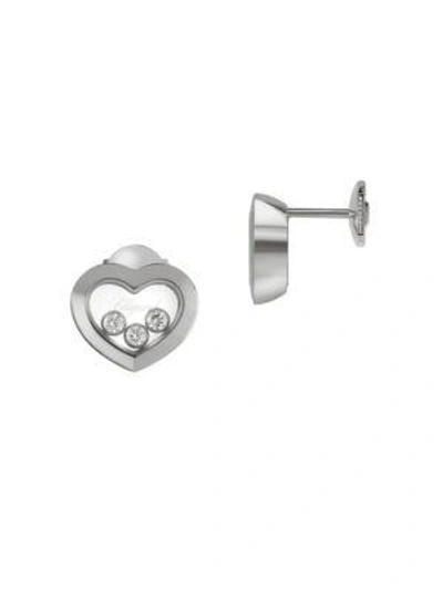 Shop Chopard Happy Diamonds Heart 18k White Gold Stud Earrings