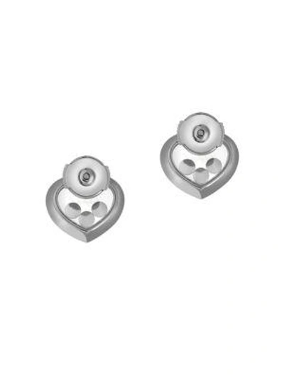 Shop Chopard Happy Diamonds Heart 18k White Gold Stud Earrings