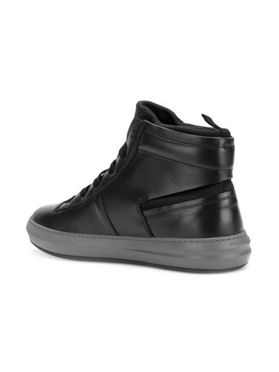 Shop Ferragamo Salvatore  Calf Leather Hi-top Sneakers - Black