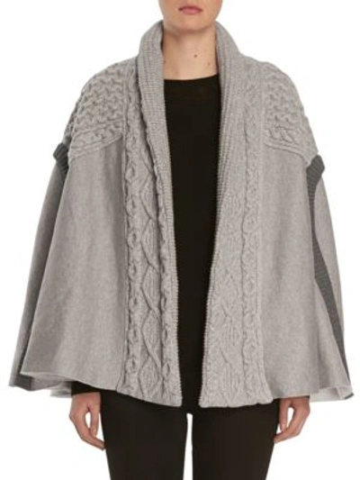 Burberry Cable-knit Panelled Poncho In Grey Melange