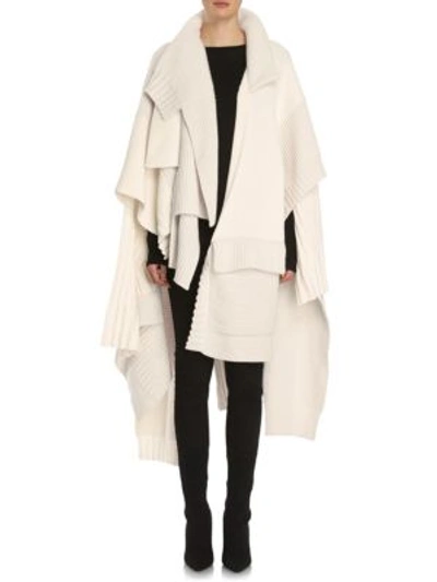 Burberry Wool & Cashmere Patchwork Poncho In Natural White