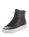 COMMON PROJECTS TOURNAMENT LEATHER HIGH-TOP SNEAKER, BLACK