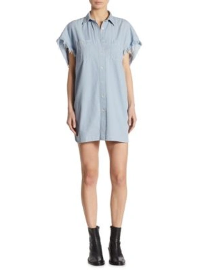 Shop R13 Oversized Chambray Cotton Dress In Light Blue