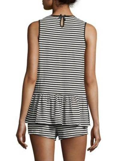 Shop Kate Spade Pajama Short Set In Black Stripe