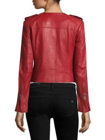 Shop Joie Koali Quilted Pattern Leather Jacket In Tandoori Red