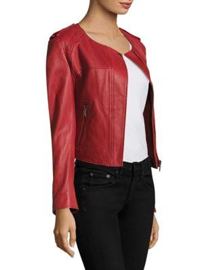Shop Joie Koali Quilted Pattern Leather Jacket In Tandoori Red