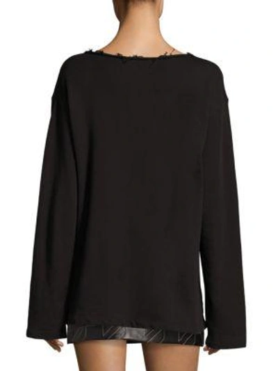 Shop Helmut Lang Raw Detail Cotton Sweatshirt In Black