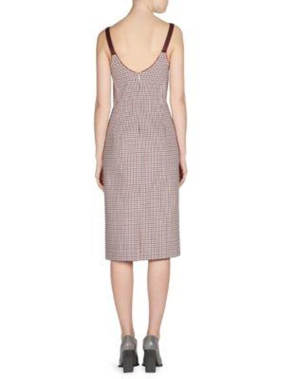 Shop Stella Mccartney Wool Checked Bustier Dress In Burgundy