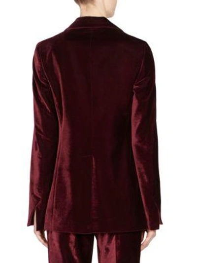 Shop Stella Mccartney Velvet Button-front Blazer In Oxblood