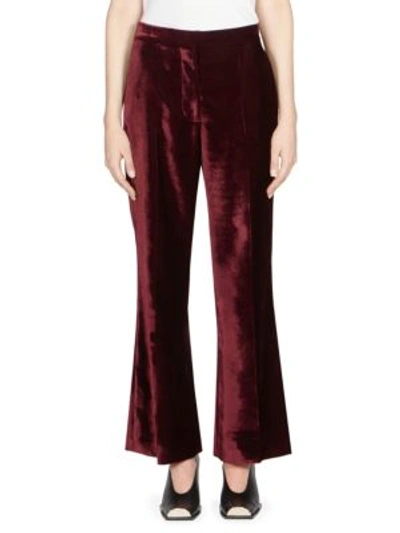 Shop Stella Mccartney Cropped Velvet Trouser In Burgundy