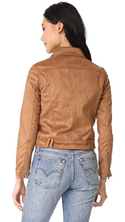 Shop Cupcakes And Cashmere Dixie Faux Suede Moto Jacket In Butterscotch