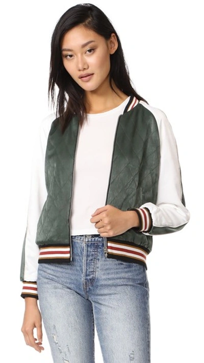 Cupcakes And Cashmere Brice Quilted Satin Bomber Jacket In Army