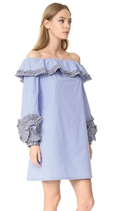 Shop Alexis Miquela Dress In Blue Gingham