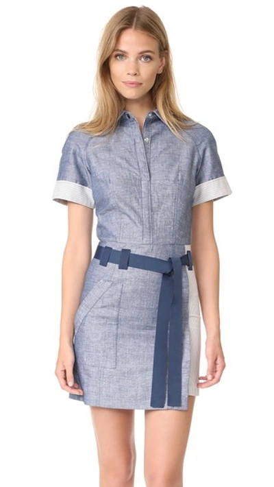 Grey Jason Wu Short Sleeve Shirtdress In Light Indigo