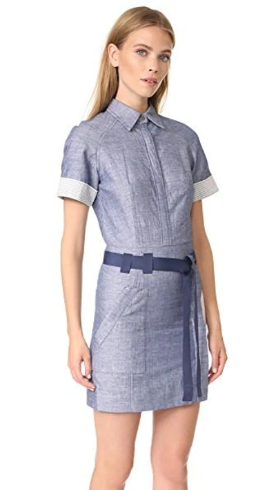Shop Grey Jason Wu Short Sleeve Shirtdress In Light Indigo