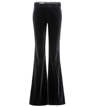 Gucci Velvet Wide-leg Cotton Trousers In Llack