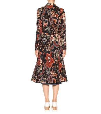 Shop Stella Mccartney Floral-jacquard Coat In Multicoloured