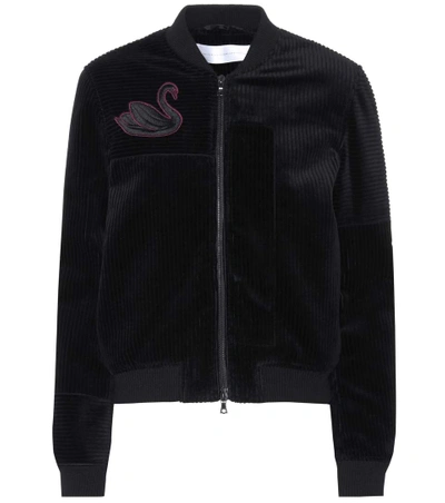 Victoria Victoria Beckham Embroidered Corduroy Jacket In Black