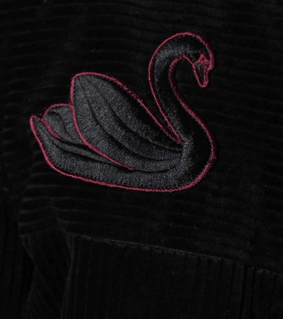 Shop Victoria Victoria Beckham Embroidered Corduroy Jacket In Black