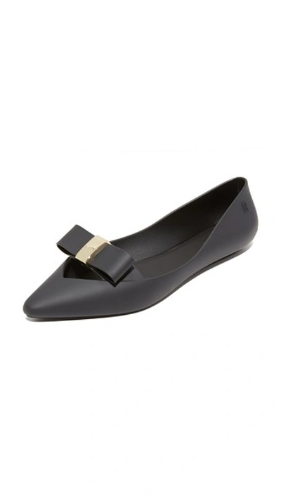 Melissa Maisie Ii Bow Pointy Toe Flat In Black