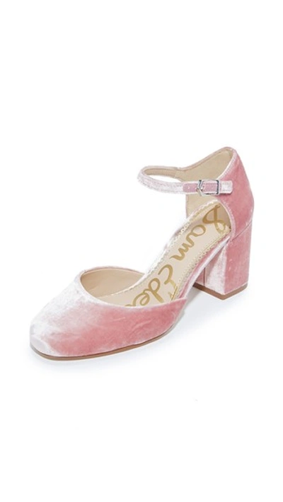 Sam Edelman Clover Velvet D'orsay Pump In Faded Rose